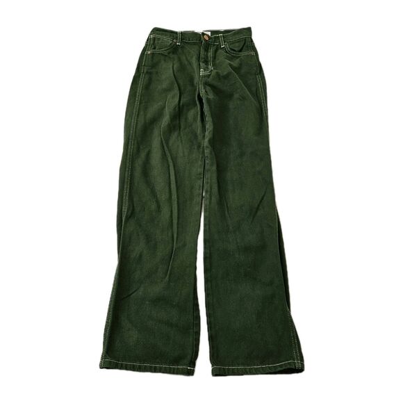 Reformation Jeans 24 Emerald Green Cowboy High-Rise Straight Organic Cotton - Picture 2 of 10